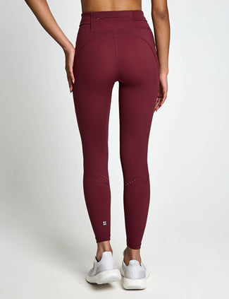 Runner's High Power 7/8 Leggings - Merlot Red