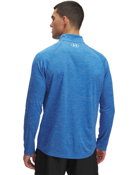 Under Armour Tech Textured 1/2 Zip - Blue Atlantis/Whiteimage2- The Sports Edit
