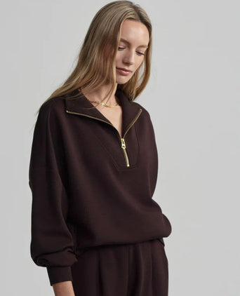 Hawley Half Zip Sweat - Coffee Bean