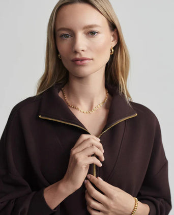 Hawley Half Zip Sweat - Coffee Bean
