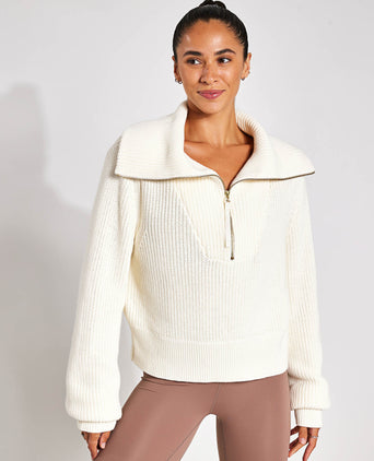 Mentone Half-Zip Knit Pullover - Egret