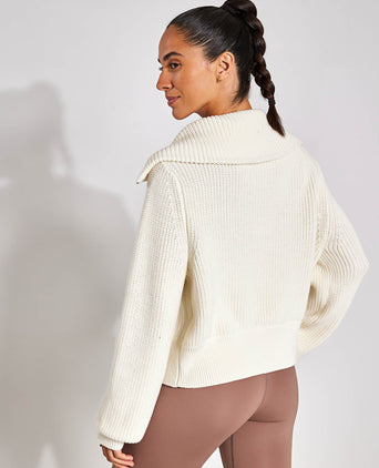 Mentone Half-Zip Knit Pullover - Egret