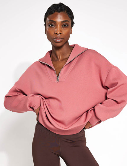 Varley Hawley Half Zip Sweat - Withered Roseimage1- The Sports Edit