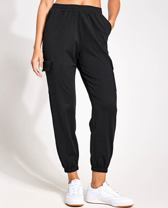 Boyfriend Cargo Jogger - Black Heather