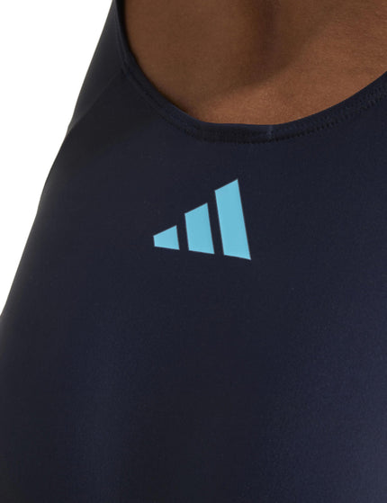 adidas 3-Stripes V-Back Swimsuit - Legend Ink/Lucid Cyanimage4- The Sports Edit