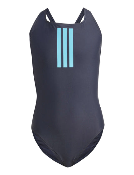 adidas 3-Stripes V-Back Swimsuit - Legend Ink/Lucid Cyanimage6- The Sports Edit