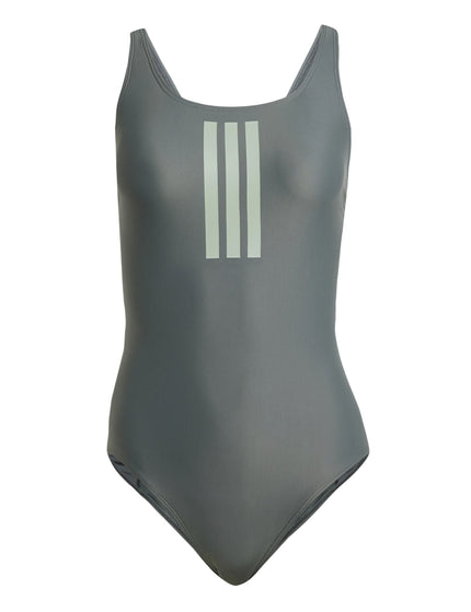 adidas 3-Stripes V-Back Swimsuit - Legend Ivy/Silver Greenimage6- The Sports Edit
