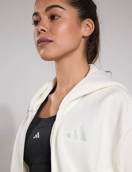 adidas ALL SZN Fleece Full-Zip Hoodie - Off Whiteimage4- The Sports Edit