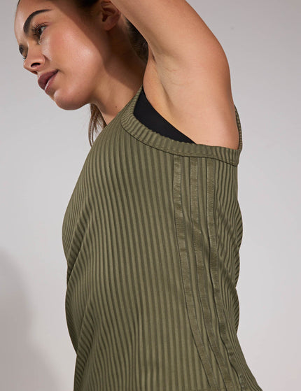 adidas All Gym Seasonal Rib Tight Fit Tonal 3-Stripes Tank Top - Olive Strataimage4- The Sports Edit