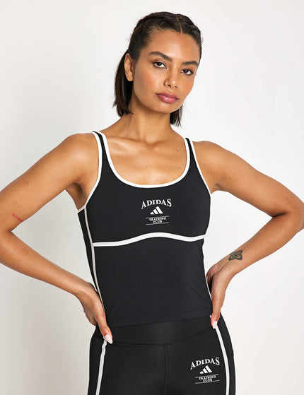 adidas Heritage Tank Top With Integrated Low Support Bra - Black/Chalk Whiteimages3- The Sports Edit