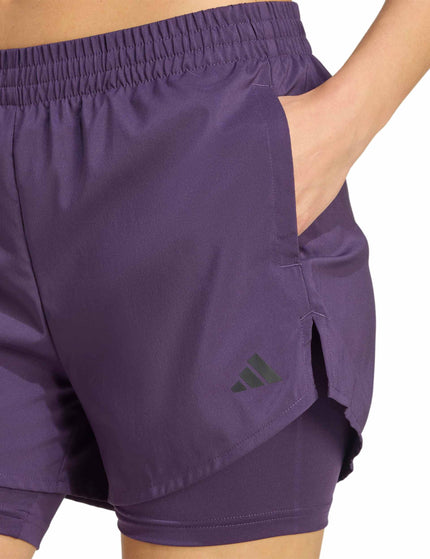 adidas AEROREADY Made For Training Minimal Two-In-One Shorts - Aurora Plum/Blackimage3- The Sports Edit