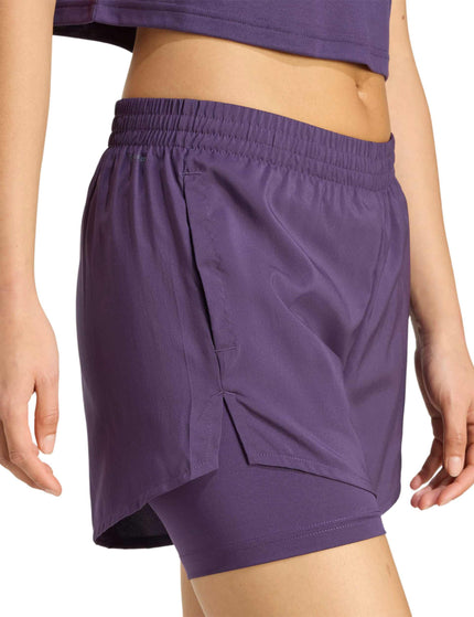 adidas AEROREADY Made For Training Minimal Two-In-One Shorts - Aurora Plum/Blackimage4- The Sports Edit