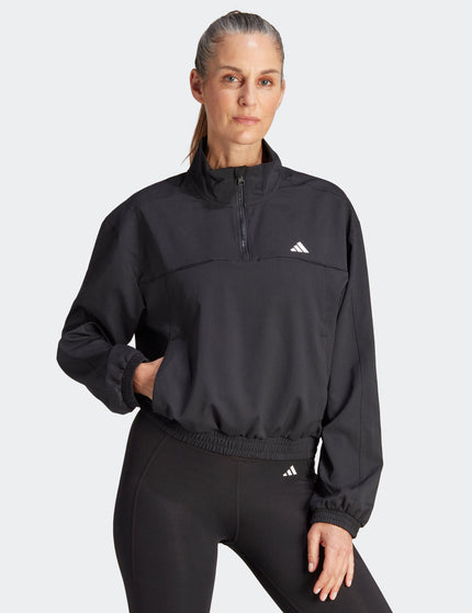 adidas AEROREADY Train Essentials Woven Quarter-Zip Track Jacket - Black/Whiteimages1- The Sports Edit