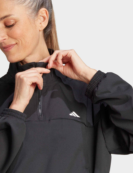 adidas AEROREADY Train Essentials Woven Quarter-Zip Track Jacket - Black/Whiteimages3- The Sports Edit