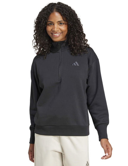 adidas ALL SZN Fleece Loose Quarter-Zip Sweatshirt - Blackimage1- The Sports Edit
