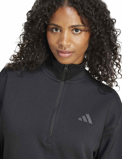 adidas ALL SZN Fleece Loose Quarter-Zip Sweatshirt - Blackimage3- The Sports Edit