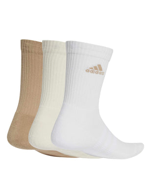 Cushioned Crew Socks 3 Pairs - White/Wonder White/Warm Sandstone