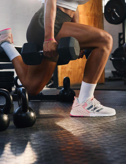 adidas Dropset 3 Shoes - Chalk White/Iron Metallic/Semi Pink Sparkimage8- The Sports Edit