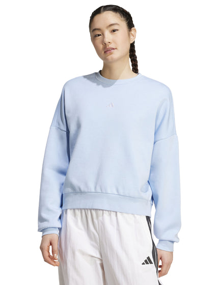 adidas Essentials Small Logo Feelcozy Sweatshirt - Glow Blue/Whiteimages1- The Sports Edit