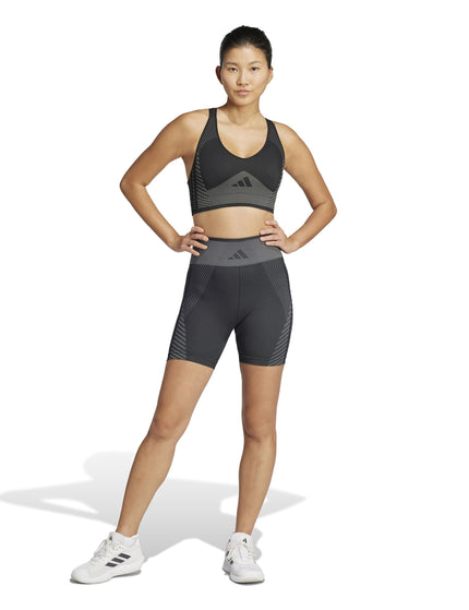 adidas Knitted Training 5" Leggings - Black/Grey Siximage5- The Sports Edit