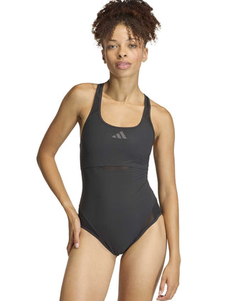 Lanelux Y-Back Mesh Swimsuit - Black