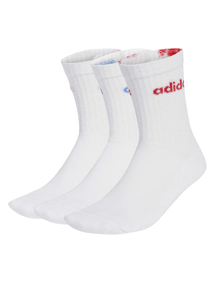 adidas Linear Crew Cushioned Socks 3 Pairs - White/Powder Teal/Clear Pink/Blue Fusionimage1- The Sports Edit