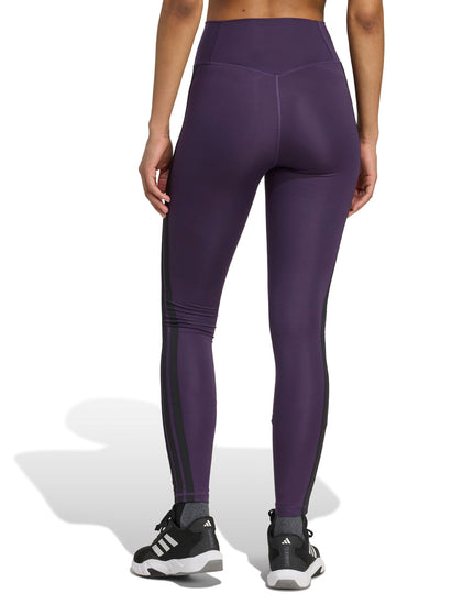 adidas Optime Essentials 3-Stripes 7/8 Leggings - Aurora Plum/Blackimages2- The Sports Edit
