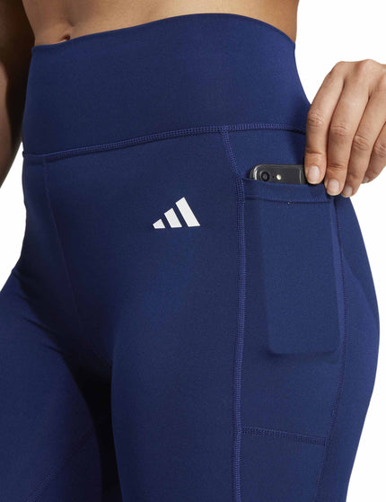 adidas Optime Essentials Stash Pocket Full-Length Leggings - Dark Blue/Whiteimage3- The Sports Edit