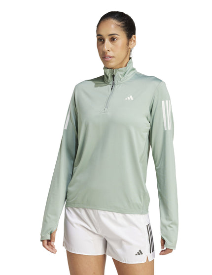 adidas Own the Run Half-Zip Jacket - Silver Greenimage1- The Sports Edit