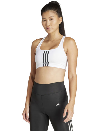 adidas Powerimpact Training Medium-Support 3-Stripes Bra - Whiteimage1- The Sports Edit