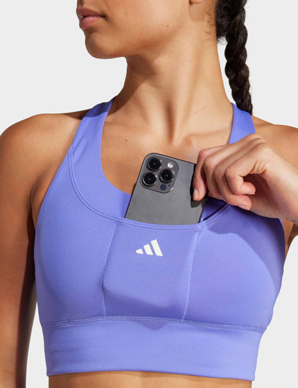 adidas Run Pocket Medium-Support Bra - Semi Cobalt Blueimage3- The Sports Edit