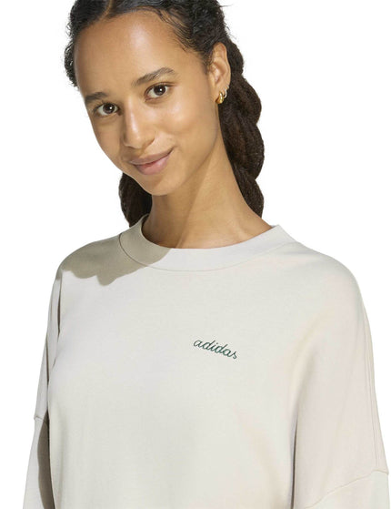 adidas Seasonal Essentials Colorpop Sweatshirt with Embroidered Graphic - Wonder Alumina/Collegiate Greenimages3- The Sports Edit