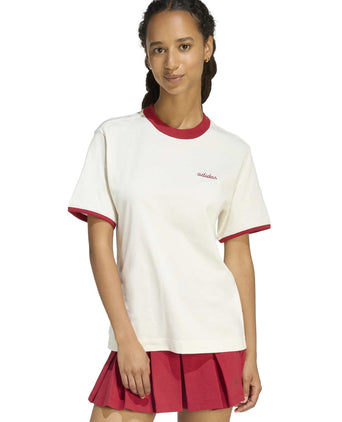 Seasonal Essentials Colorpop T-Shirt with Embroidered Graphic - Off White/Active Maroon