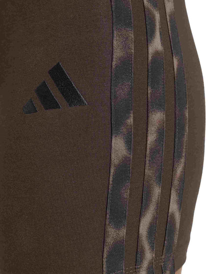 adidas Seasonal Essentials Leopard Print Biker Shorts with 3-Stripes - Aurora Coffee/Multicolorimages4- The Sports Edit