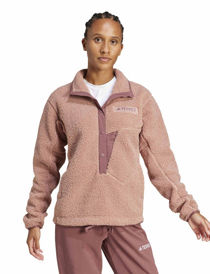 adidas Terrex Xploric High Pile Fleece Pullover Sweatshirt - Warm Clayimage5- The Sports Edit