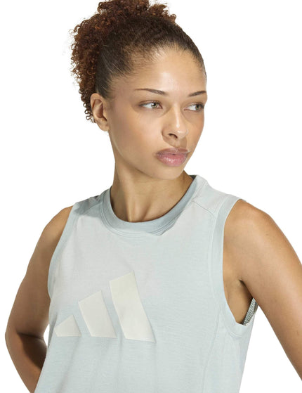 adidas Train Essentials Big Performance Logo Training Tank Top - Wonder Sage/Wonder Silverimages3- The Sports Edit