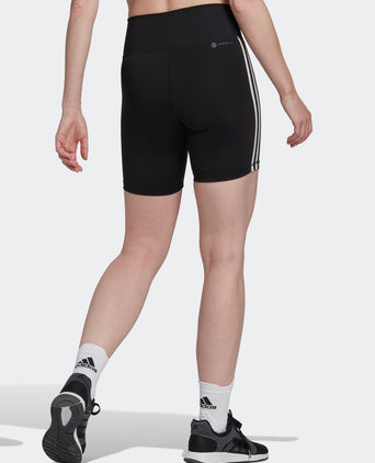 Training Essentials 3-Stripes High Waisted Short Leggings - Black
