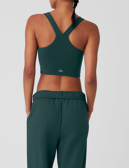 Alo Yoga Airbrush Real Bra Tank - Midnight Greenimage2- The Sports Edit