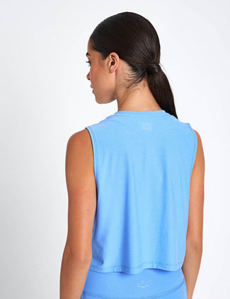 Featherweight Minimal Cropped Tank - Flower Blue Heather