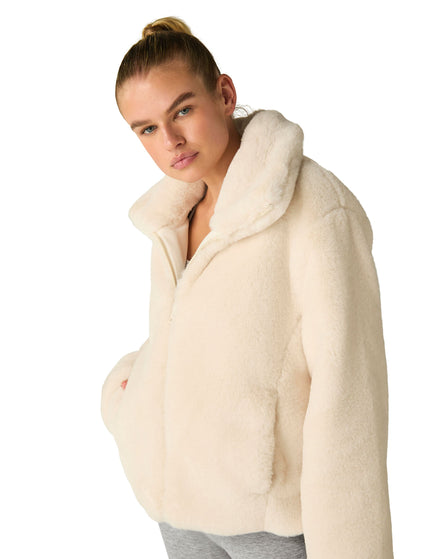 Beyond Yoga ON THE LIST FAUX FUR JACKETFRESH SNOWimage3- The Sports Edit