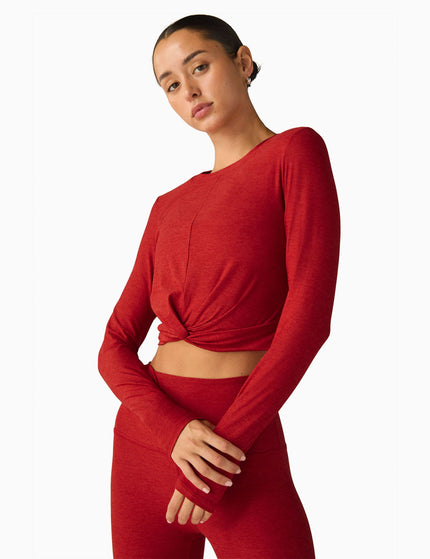 Beyond Yoga Featherweight Center Stage Cropped Pullover - Ruby Red Heatherimage1- The Sports Edit