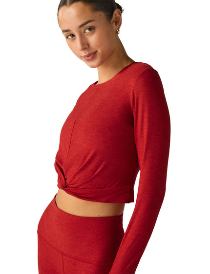 Beyond Yoga Featherweight Center Stage Cropped Pullover - Ruby Red Heatherimage4- The Sports Edit