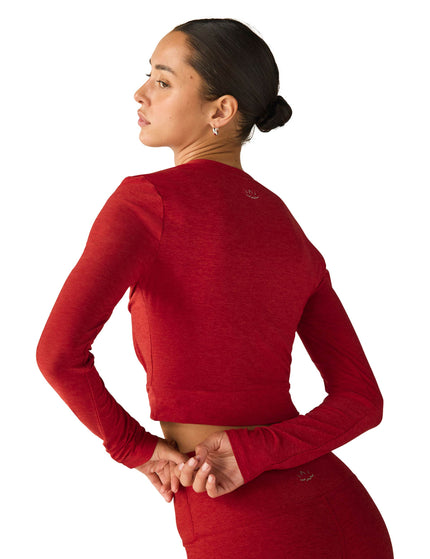 Beyond Yoga Featherweight Center Stage Cropped Pullover - Ruby Red Heatherimage2- The Sports Edit