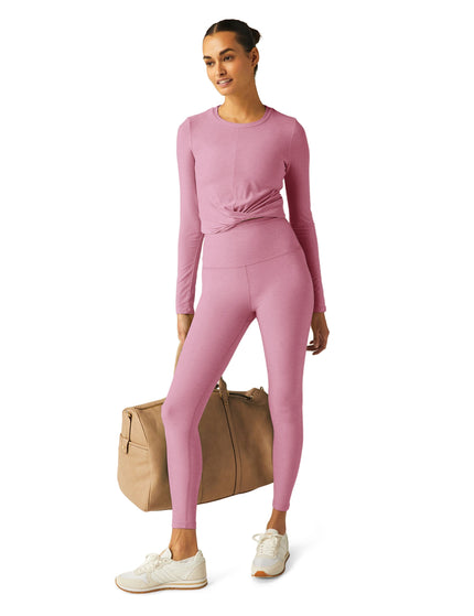 Beyond Yoga Featherweight Center Stage Cropped Long Sleeve Pullover - Pink Haze Heatherimage4- The Sports Edit