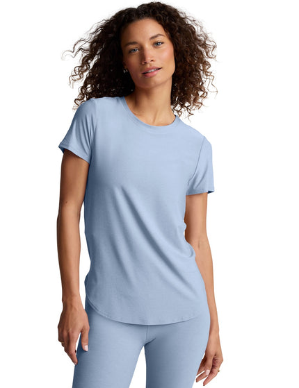 Beyond Yoga Featherweight On The Down Low Tee - Blue Zen Heatherimages1- The Sports Edit