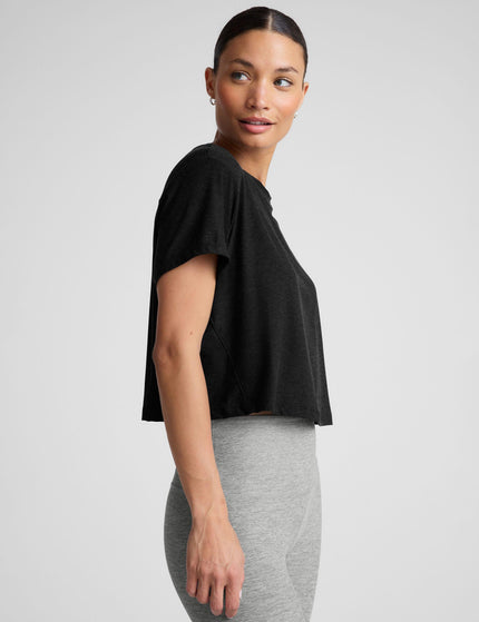 Beyond Yoga Featherweight Supreme Cropped Tee - Darkest Nightimage2- The Sports Edit