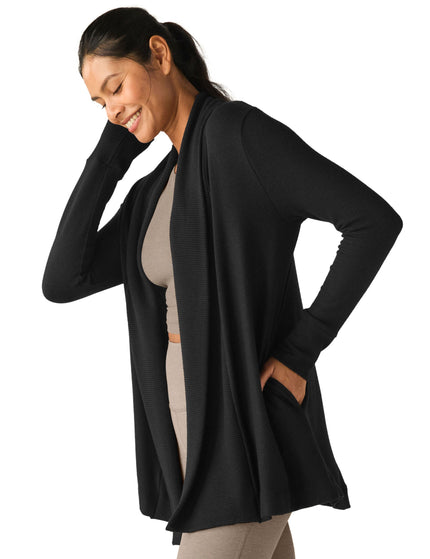 Beyond Yoga Relax Rib Cardigan - Blackimage2- The Sports Edit