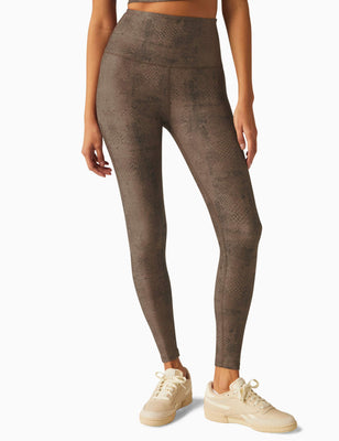 SoftMark High Waisted Midi Legging - Neutral Snakeskin