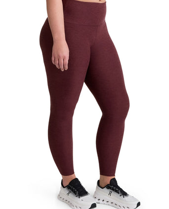 Spacedye Caught In The Midi High Waisted Legging - Midnight Burgundy Heather