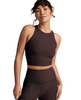 Spacedye Refocus Cropped Tank - Dark Chocolate Heather